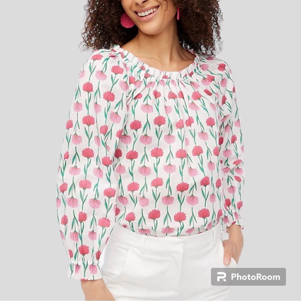 NWT JCrew floral cotton poplin shirt M